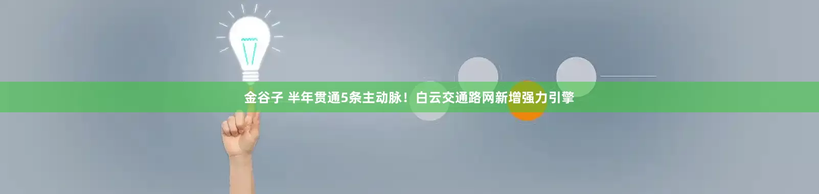 金谷子 半年贯通5条主动脉！白云交通路网新增强力引擎